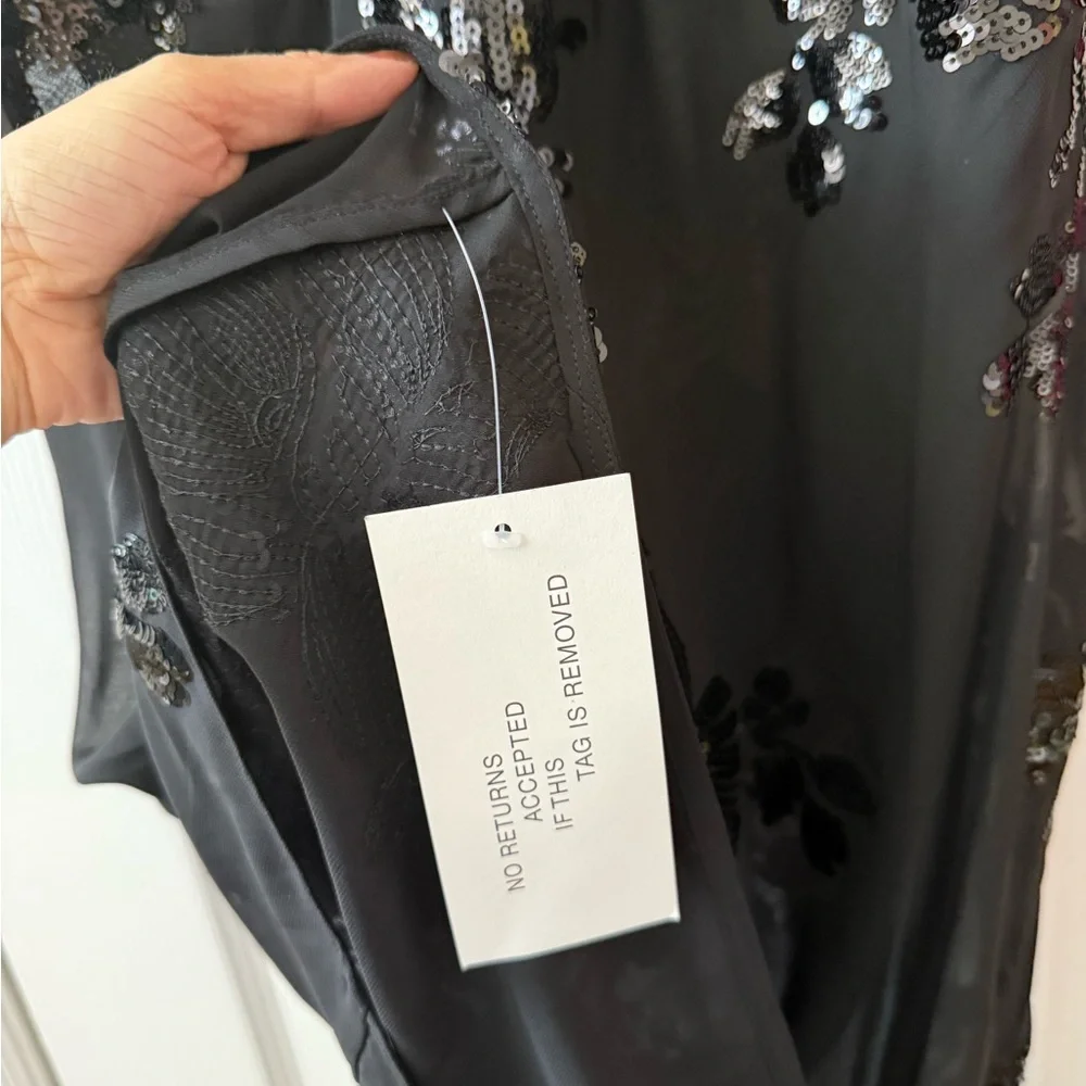 Rat & Boa Giulia Floral Sequin Embroidered Semi Sheer Dress Black NEW with tags - Picture 8 of 10